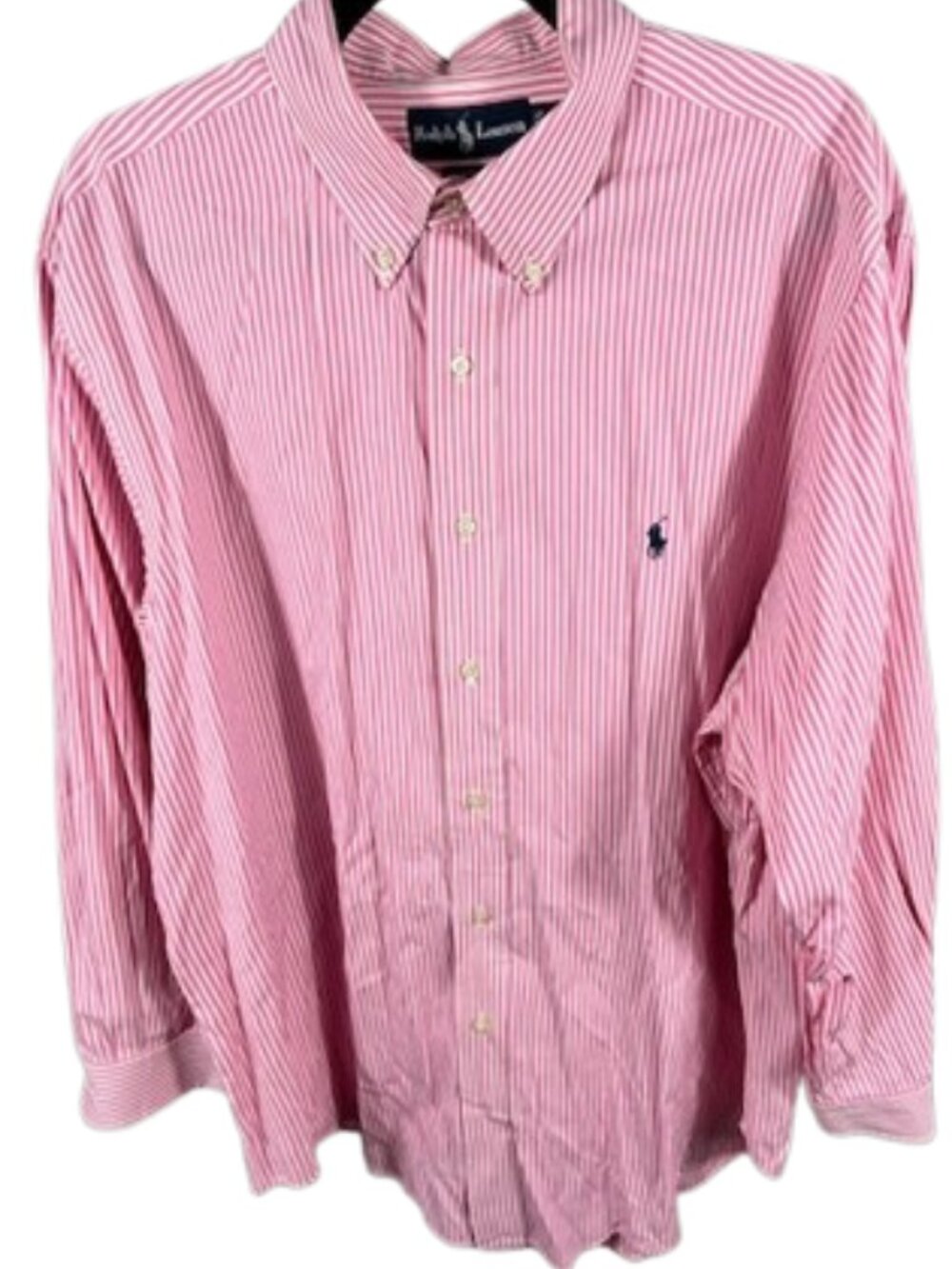 Ralph Lauren Button Down Classic Fit Shirt Long Sleeve 17 ½ 32/33 Pink Stripe